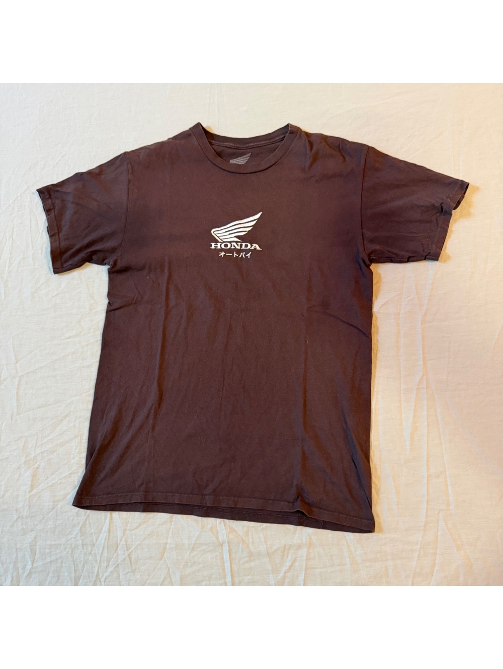 Honda Brown Wing Logo Embroidered T-Shirt, Men's Medium, Short Sleeve